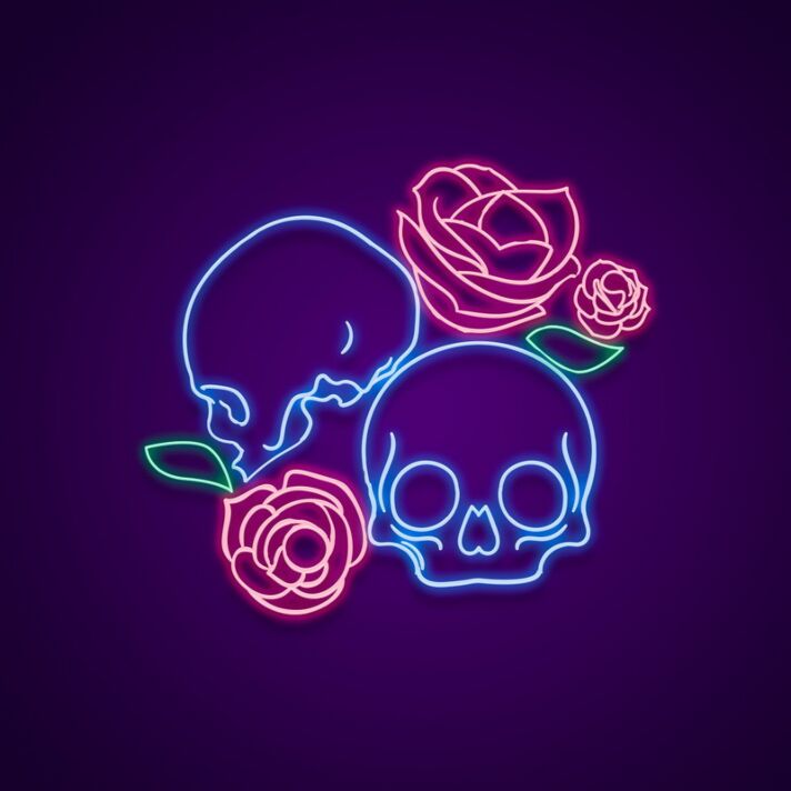 Skull With Roses Neon Sign Add an edgy touch to your decor