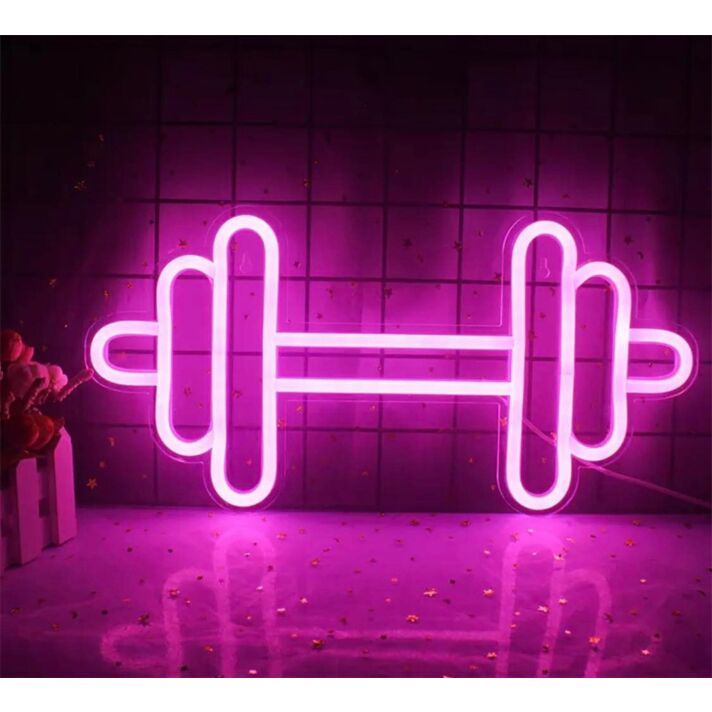 Elevate Your Gym or Home Workout Space with the Mini Banner Barbell Handlebar LED Neon Sign
