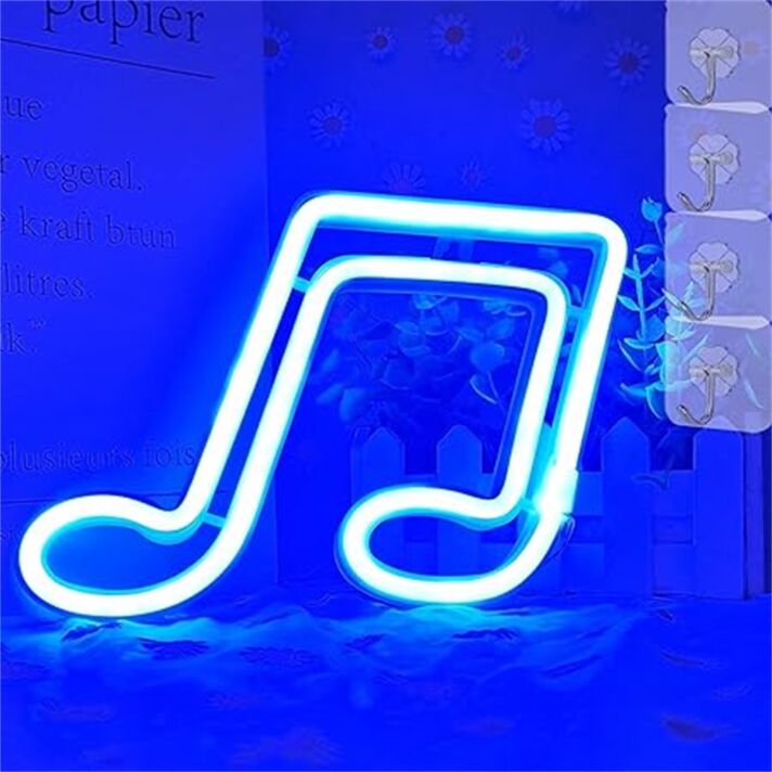 Light Up Your Space - From Cozy Homes to Vibrant Parties with the Blue Aesthetic Note LED Neon Sign