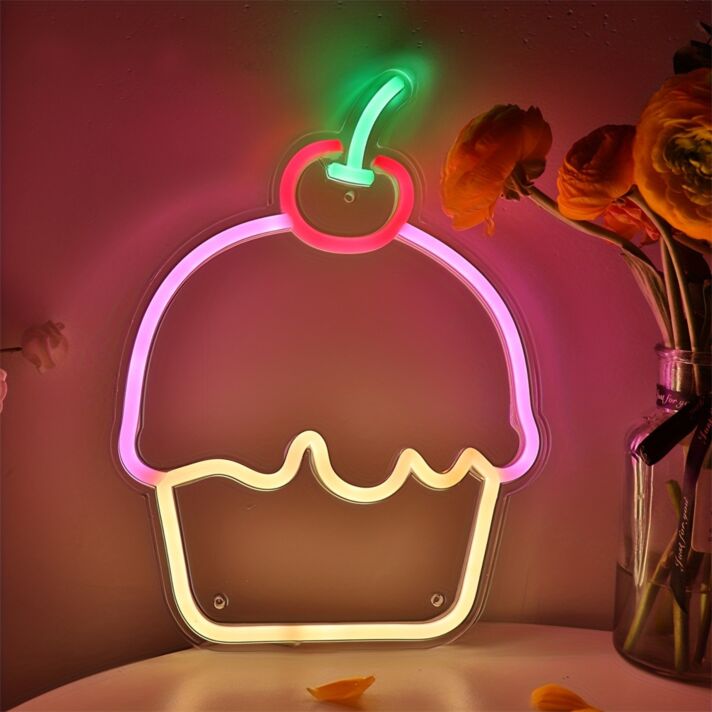 Brighten Your Bakery or Celebrate Sweet Moments at Home with Cupcake Wall Decor LED Neon Sign