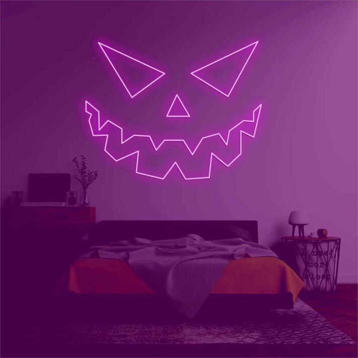 'Evil face' neon sign