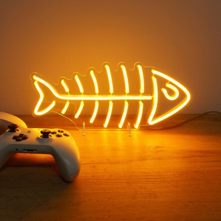 Brighten Up Your Home, Office, or Bar with the Fish Skeleton LED Mini Neon Sign: A Perfect Addition to Any Setting!