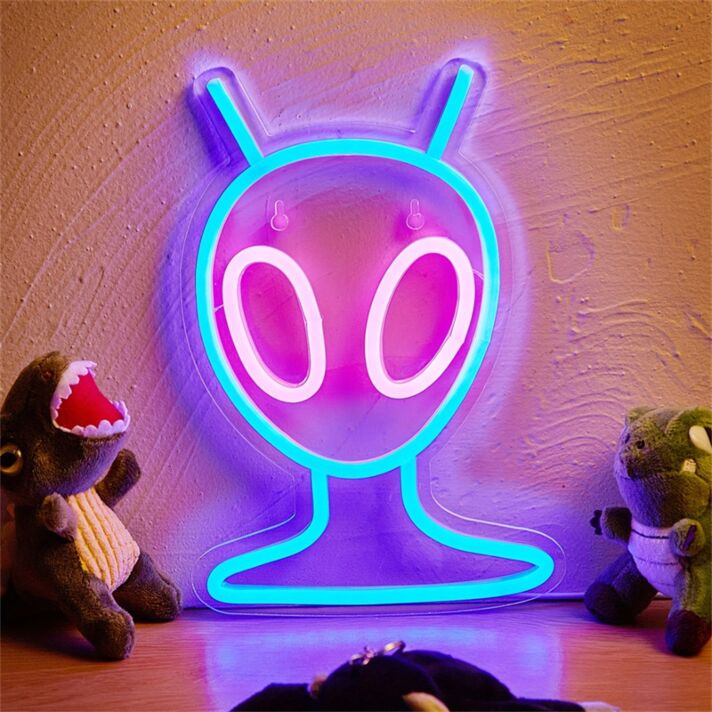 Brighten Up Your Space: LED Alien Neon Sign, Perfect for Home Decor, Offices, Bars, and Themed Parties.