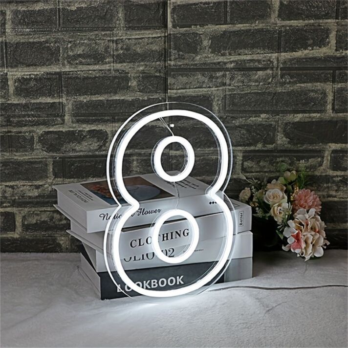Celebrate in Style: LED Neon Birthday Number 8 LED Neon Sign Perfect for Birthdays, Anniversary Celebrations, and Themed Events.