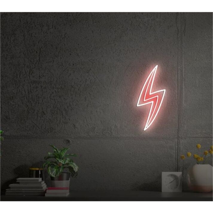 Brighten Your Bar or Office Space with the Vibrant Lightning Red And White LED Neon Sign.