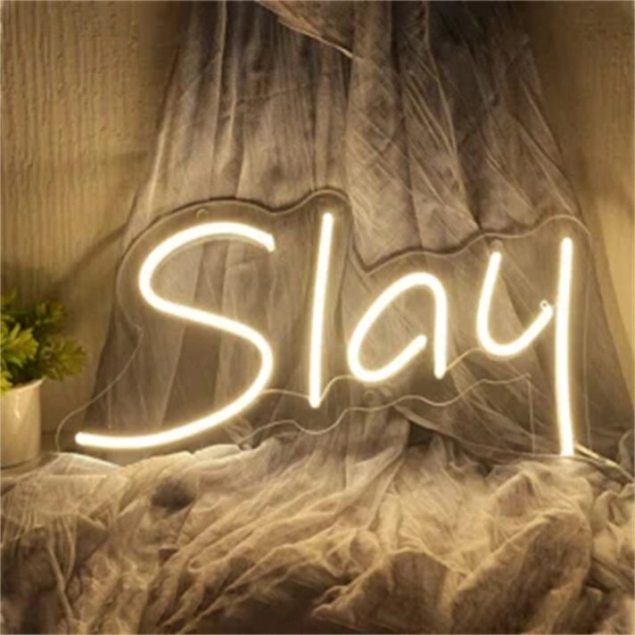 Brighten Up Your Wedding, Bar, or Home Décor with the Chic Slay White LED Neon Sign.