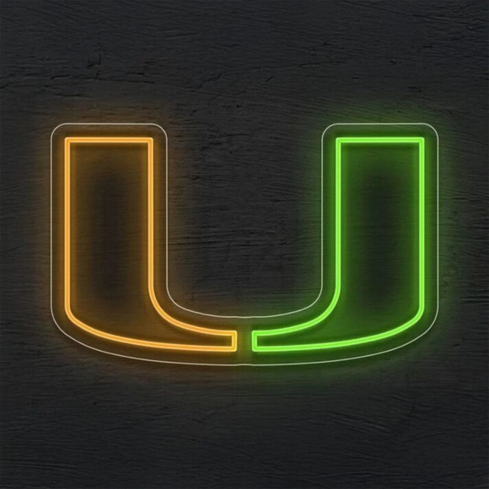 Brighten Your Game Day Celebrations and Home Bar with the University Of Miami Logo LED Neon Sign.