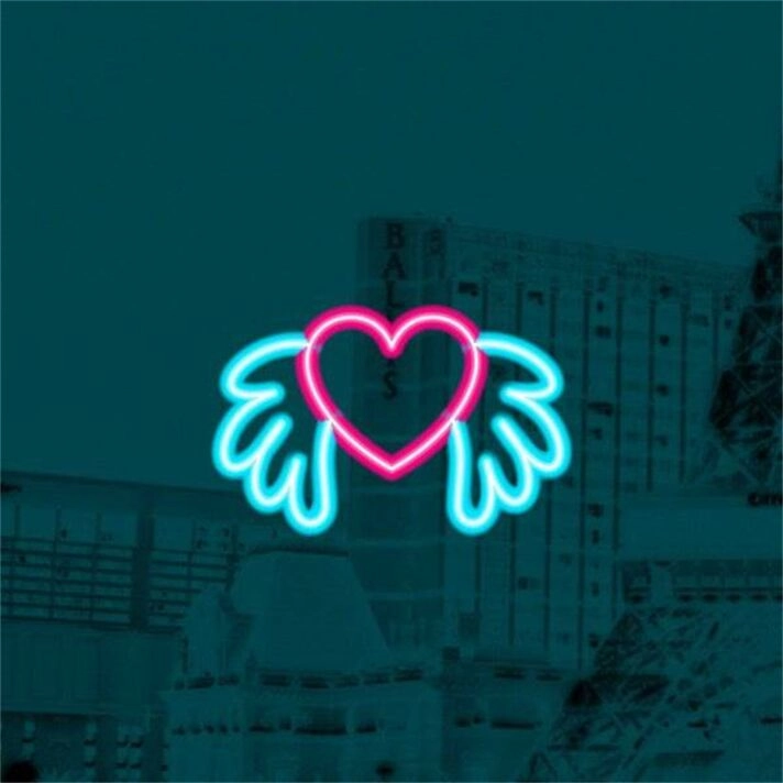 Brighten Your Wedding, Bar, and Romantic Evenings with the Winged Heart LED Neon Sign.