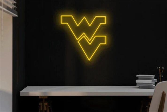 Brighten Up Your Space - Perfect for Home Decor, Office, Bars, and Events with the Wvu Flying Logo LED Neon Sign.