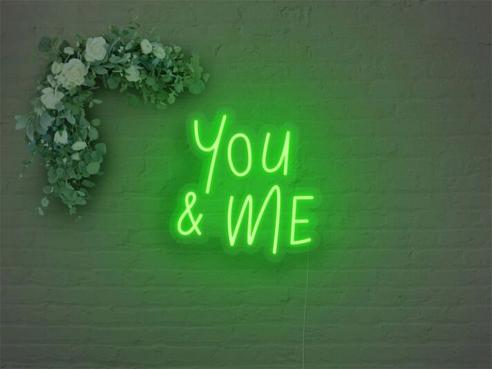 Brighten Your Romance and Celebrations: You and Me LED Neon Sign for Weddings, Anniversaries, and Cozy Home Evenings.