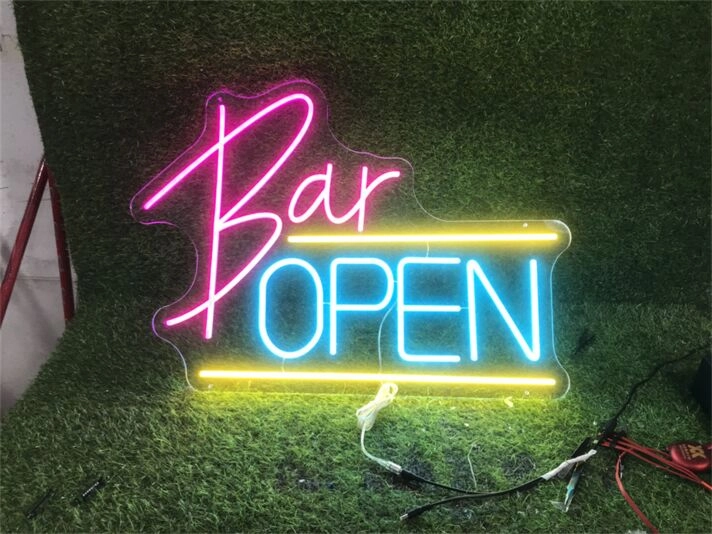Brighten Up Your Bar, Storefront, or Man Cave with the Colorful Bar Open LED Neon Sign.