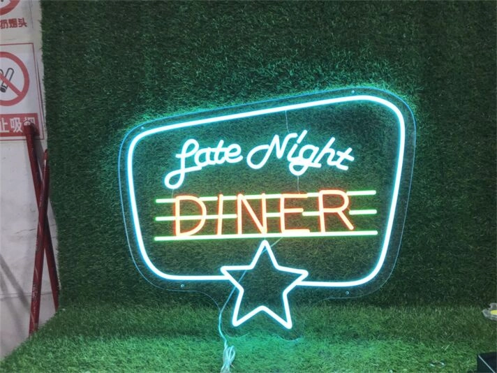 Transform Your Space into a Retro Haven - Perfect for Bars, Cafes and Home Kitchens with Custom Logo Late Night Diner LED Neon Sign.