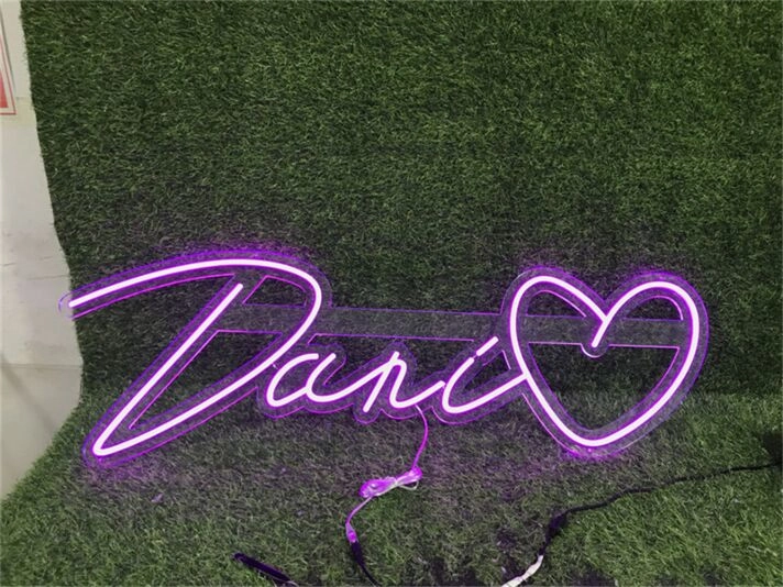 Brighten Your Special Day: Custom Name Dani With Heart LED Neon Sign for Weddings, Anniversaries, and Home Decor.