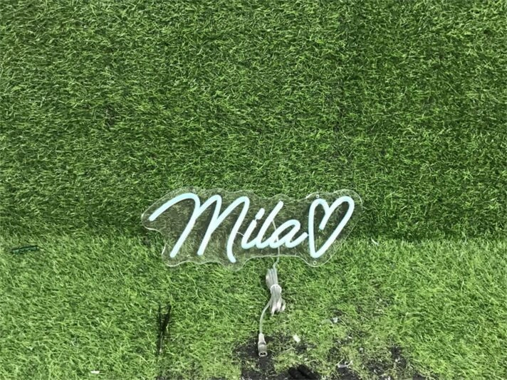 Elevate Your Space: From Weddings to Bars with the Personalize Custom Mila With Heart LED Neon Sign.