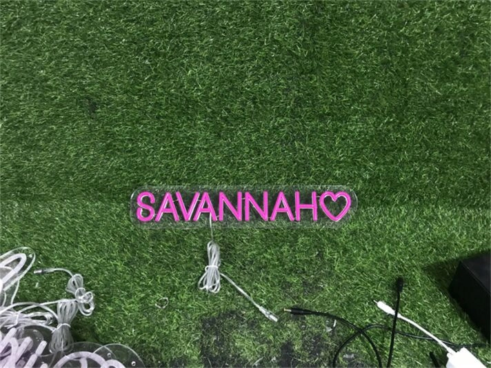 Brighten Your Special Moments: Personalize Custom Savannah With Heart LED Neon Sign for Weddings, Birthdays, and Home Decor.