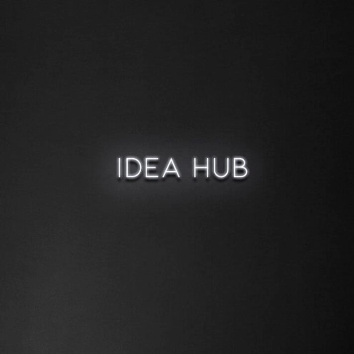 'Idea Hub' neon sign