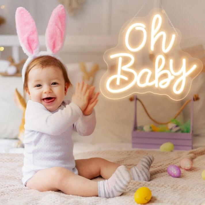Brighten Up Your Nursery, Baby Shower, or Kids Birthday Party with the Changeable Color 'Oh Baby' Neon Sign for Newborn Kids
