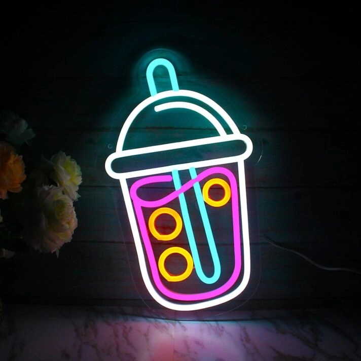 Brighten Your Café or Kitchen Ambiance with the Cute Pearl Milk Tea Neon Sign
