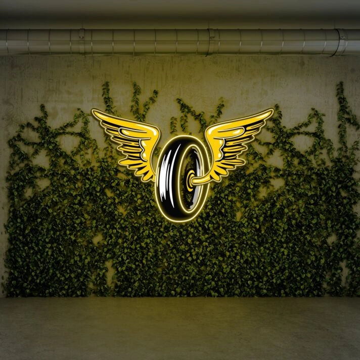 Elevate Your Space: Wing Wheels UV Light Durable Neon Artistry Awaits for Home Decor, Chic Bars, and Festive Weddings.