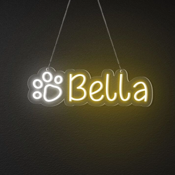 Cat Paw Print Personalized Name Customize Neon Sign for Home Decor, Bars, and Pet-Themed Celebrations.