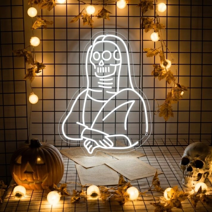 Enhance Your Halloween Festivities or Gothic Home Decor with the Skulls Beauty Neon Sign.