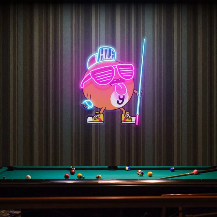 Upgrade Your Game Room, Bar, or Man Cave Ambiance with the Ball Decor Sign for Wall Billiards LED UV Neon Sign - Perfect for Home Decor, Parties, and Events!