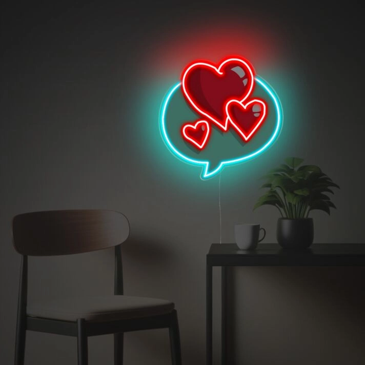 Brighten Up Your Romance: Perfect for Weddings, Anniversaries, and Home Decor - Heart Text LED Neon Acrylic Artwork