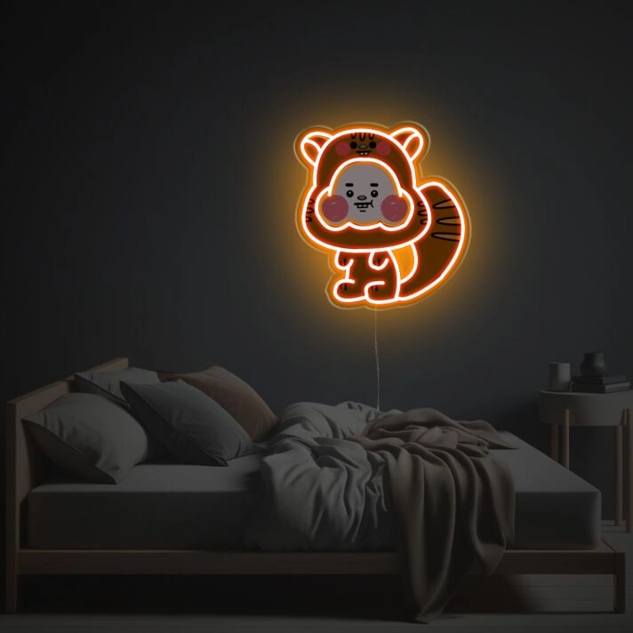 Brighten Your Space: Orange Cheeky Squirrel LED Neon Acrylic Artwork Perfect for Bars, Home Decor, and Special Celebrations.