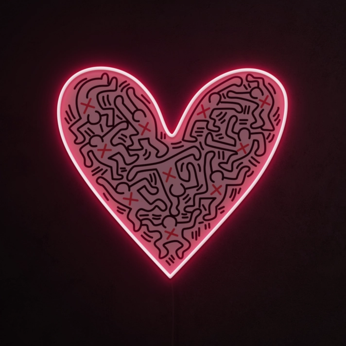Heart & UV Print Pattern Neon Sign