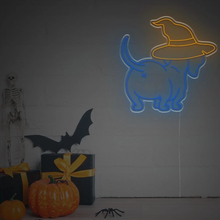 Bring Spooky Fun to Your Home, Office, or Halloween Party with the Halloween Dachshund Butt LED Neon Sign