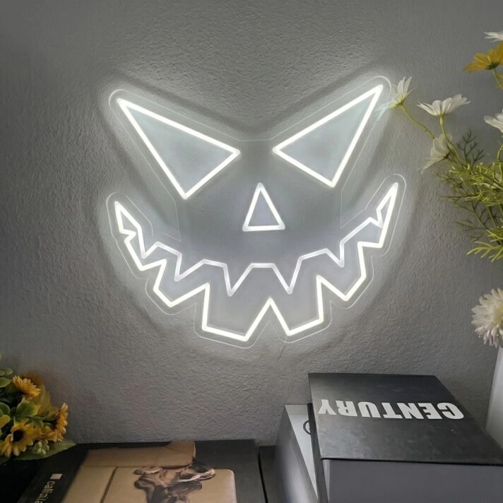 Transform Your Space into a Halloween Haven: Spooky Pumpkin Face LED Neon Sign for Home, Bars, and Theme Parties.