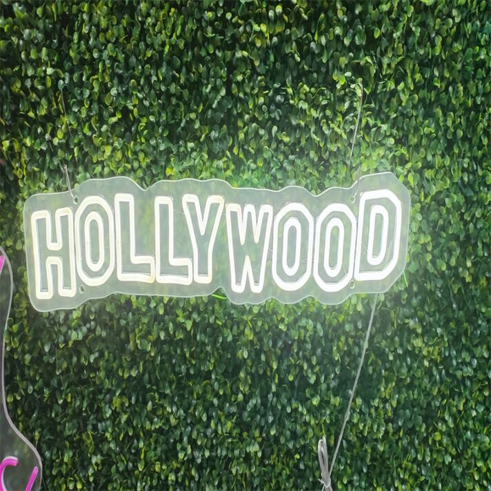Elevate Your Space: White Hollywood Custom LED Neon Sign, Perfect for Home Decor, Bars, Weddings, and Exclusive Parties.