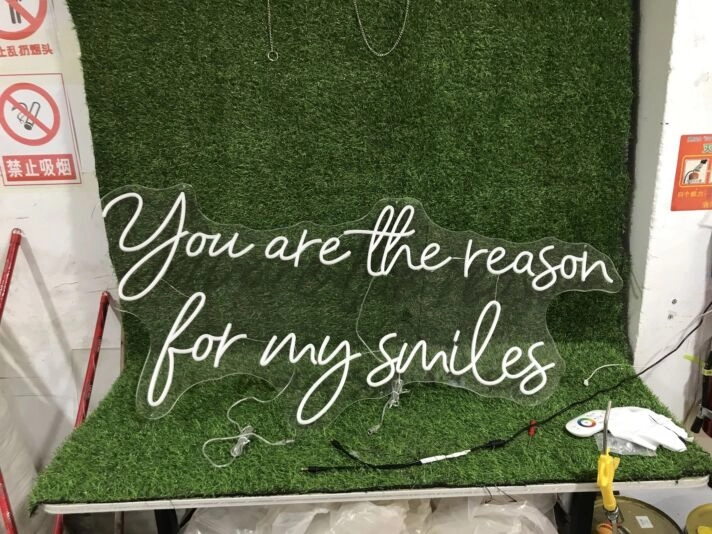 Brighten Your Wedding Day and Home Ambience with You Are The Reason For My Smiles White LED Neon Sign.