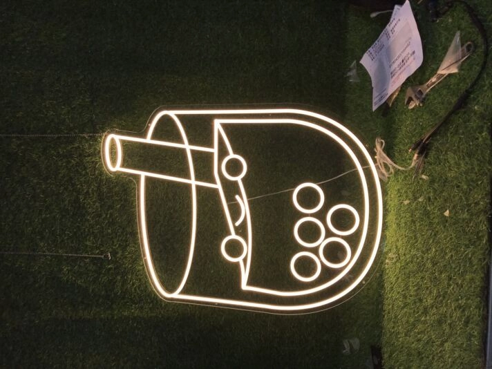 Brighten Up Your Cafe or Kitchen with the Cheerful Bubble Tea Yellow LED Neon Sign.