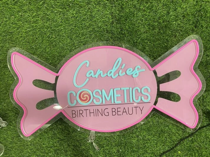 Brighten Up Your Beauty Space: Candies Cosmetics Birthing Beauty LED Neon Sign for Your Salon, Boutique, or Makeup Station