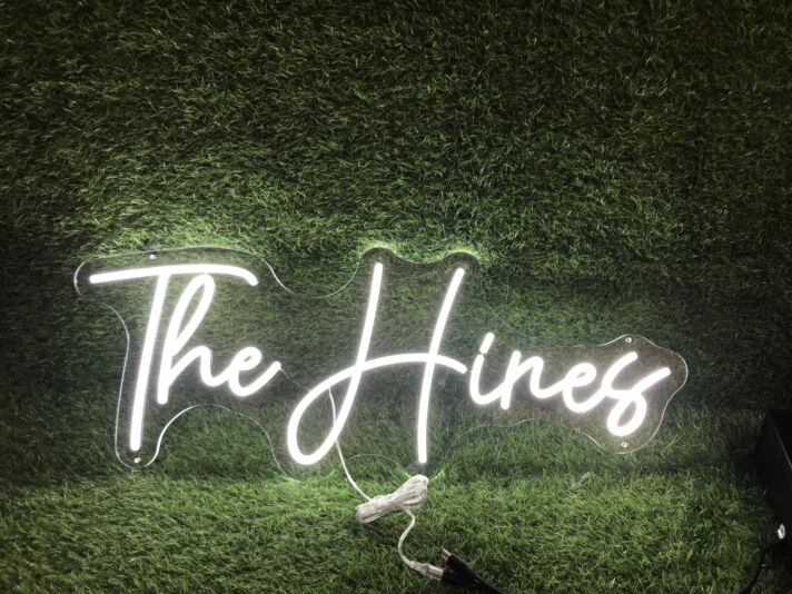 Brighten Up Your Space: The Hines White LED Neon Sign for Home, Office, Bars, and Weddings.
