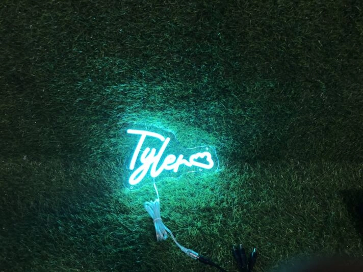 Brighten Up Your Space: Tyler Blue LED Neon Sign Perfect for Home Decor, Office Ambiance, and Vibrant Bar Settings.