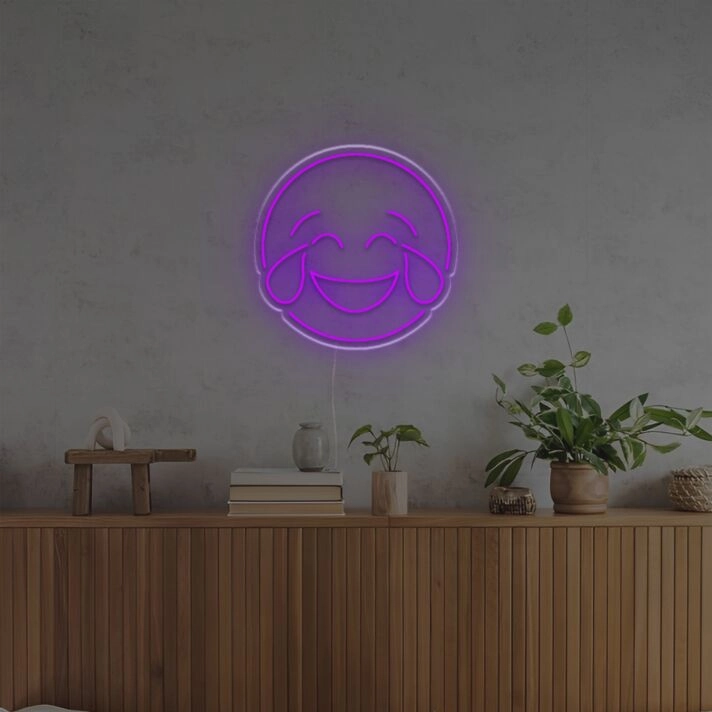 Brighten Up Your Space: Tear Of Joy Emoji LED Neon Sign, Perfect for Home Decor, Office Cheer, and Fun Parties.