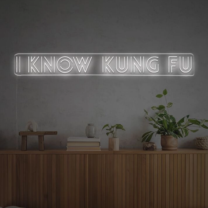 Elevate Your Home Gym or Office with the Vibrant "I Know Kung Fu" LED Neon Sign.