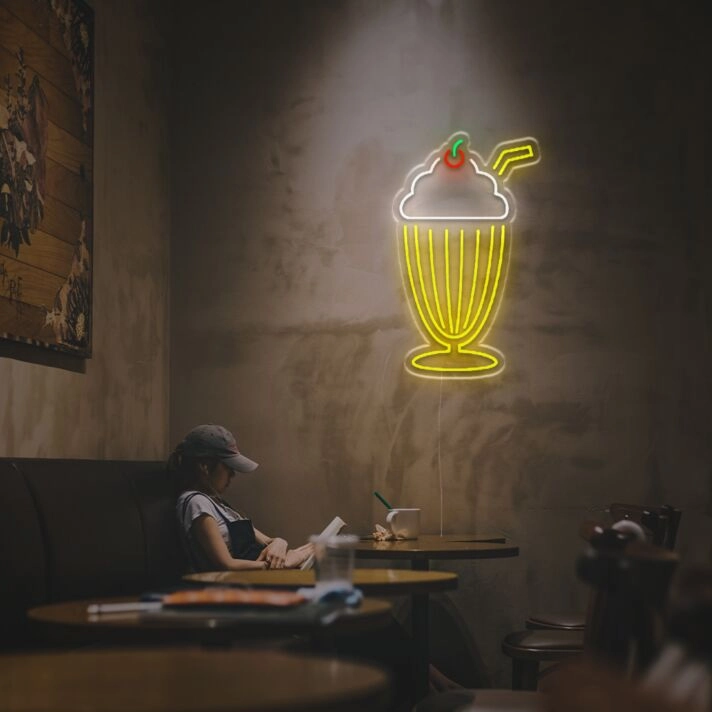 Brighten Your Bar, Kitchen, or Café with the Charming Milkshake With Cheery LED Neon Sign