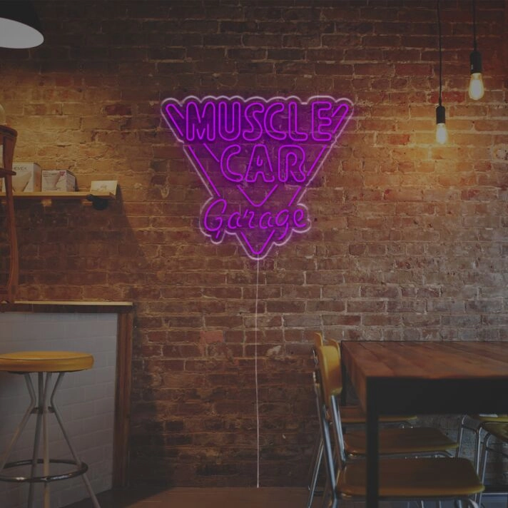 Brighten Up Your Garage, Man Cave, and Parties with Muscle Car Garage LED Neon Sign.