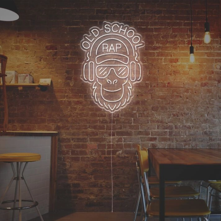 Elevate Your Home, Office, or Bar Ambiance with the Old School Rap Ape LED Neon Sign