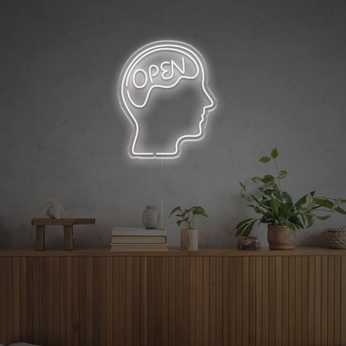 Elevate Your Home, Office, or Bar Ambiance with the Open Brain LED Neon Sign.