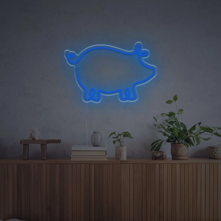 Brighten Up Any Space - Home, Bar, or Office with the Pig Line Drawing LED Neon Sign.