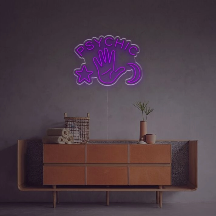 Add a Mystical Glow to Your Home, Office, or Yoga Space with the Psychic Woth Star And Moon LED Neon Sign.