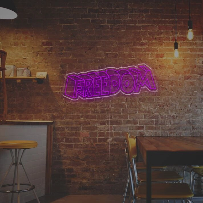 Enhance Your Space: Elevate Home Decor, Office Vibes, or Bar Atmosphere with the Three-Dimensional Freedom Word LED Neon Sign