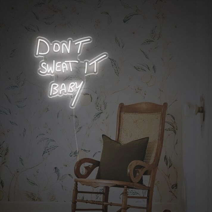Light Up Your Bar, Office, or Wedding Vibes with Dont Sweat It Baby LED Neon Sign.