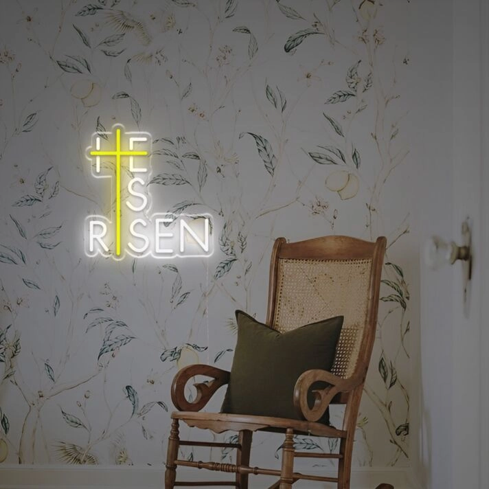 Brighten Your Space: He Is Risen LED Neon Sign - Perfect for Home, Church, and Easter Celebrations.