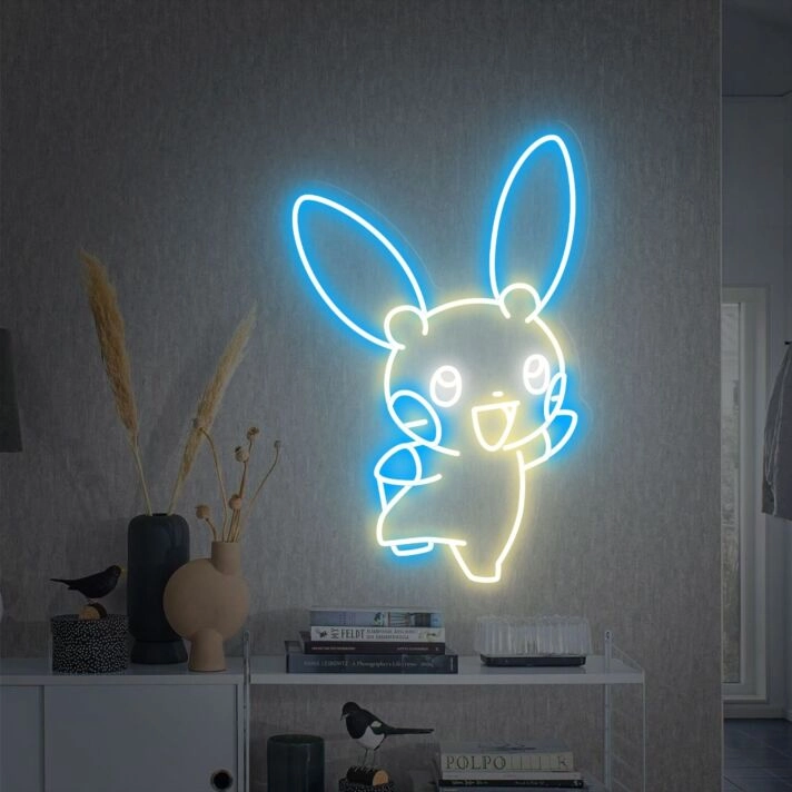 Brighten Up Your Kids' Bedroom or Add a Whimsical Touch to Parties with the Anime Rabbit Cat Neon Light Wall Lights Led Neon Sign.