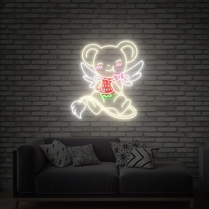 Brighten Up Your Space: Anime Sakura Magical Girl Card Hunter Kero Strawberry Neon Sign for Bars, Gaming Rooms, and Anime-Themed Celebrations